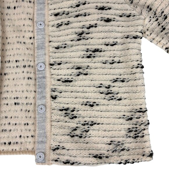 Piazza Sempione Women's Cream/Black Speckled Wool Blend Knit Cardigan in Size 10 - Picture 5 of 11